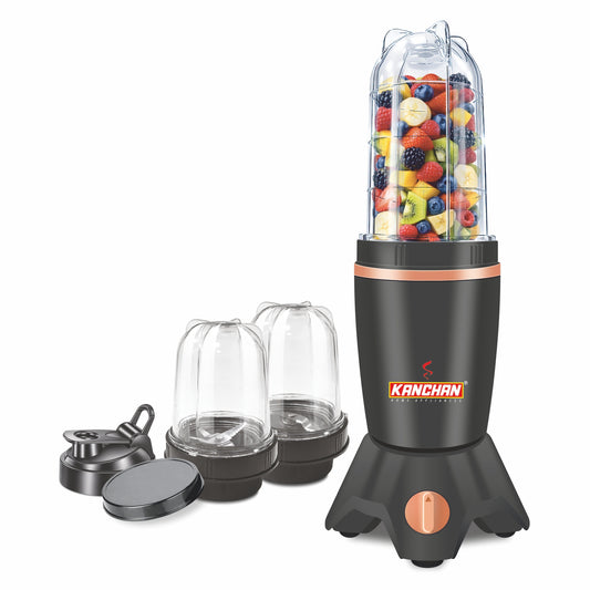 Nutri Blender 500 W Mixer Grinder for Smoothie, Shake & Juice - Dry & Wet Grind - Blend, Copper Motor, 3 Unbreakable Jars 500ml & 300ml - (3 Jar, 2 Blade - Black)