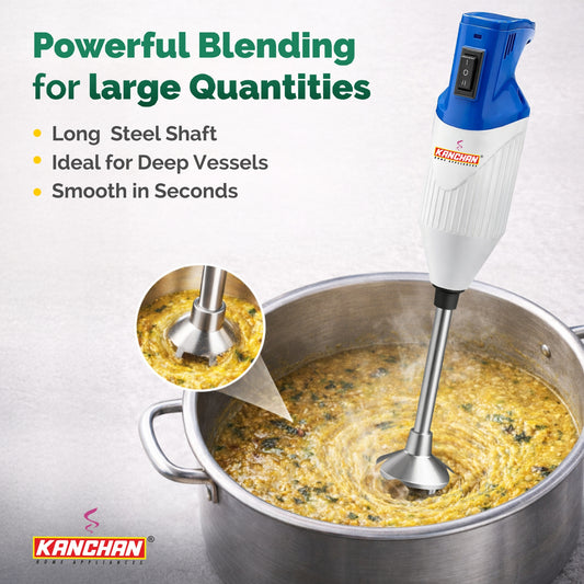Kanchan Majesty Hand Blender for Kitchen - Blending, Whisking, Mincing - 3 Stainless Steel Blades - 160 Watt Copper Mottor ( Energy Saving)