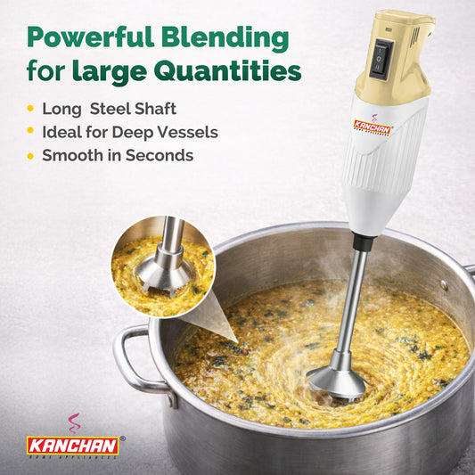 Kanchan Majesty Hand Blender for Kitchen - Blending, Whisking, Mincing - 3 Stainless Steel Blades - 160 Watt Copper Mottor ( Energy Saving)