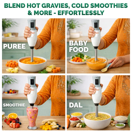 Kanchan Majesty Hand Blender for Kitchen - Blending, Whisking, Mincing - 3 Stainless Steel Blades - 160 Watt Copper Mottor ( Energy Saving)