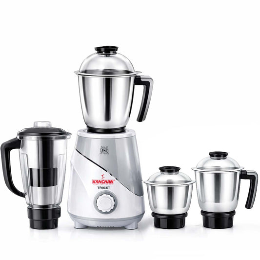Triset Plus 750 Watt Juicer Mixer Grinder - 4 Jars ( Stainless Steel 3 Jars + 1 Juicer Jar ) - Fine & Smooth Grind and Blend