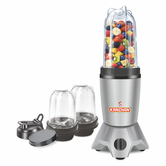 Nutri Blender 500 W Mixer Grinder for Smoothie, Shake & Juice - Dry & Wet Grind - Blend, Copper Motor, 3 Unbreakable Jars 500ml & 300ml - (3 Jar, 2 Blade - Silver)