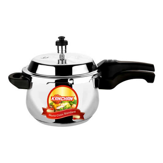 Safari Belly 5 Litre Stainless Steel Cooker | Outer Lid Steel Pressure Cooker for Induction, Gas, Hot Plates, 3 Layer Sandwich Bottom - For 5-7 People - 5 Year Warranty