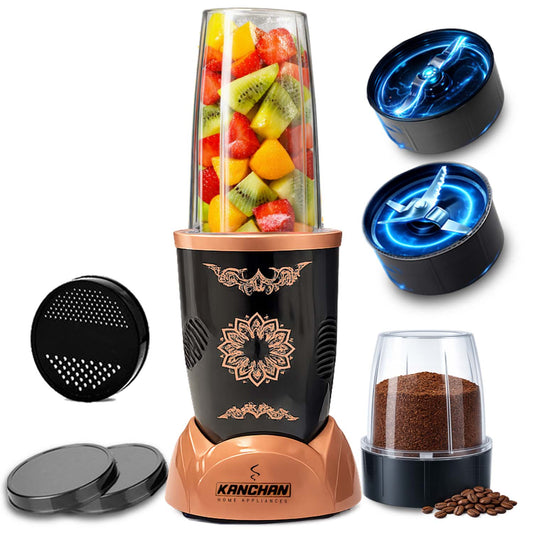 Nutri Blender Mixer Grinder for Smoothie & Juices , 450 Watt Copper Motor, 2 Unbreakable Jars 500ml & 300ml - (2 Jar, 2 Blade - Copper) - 1 Year Warranty