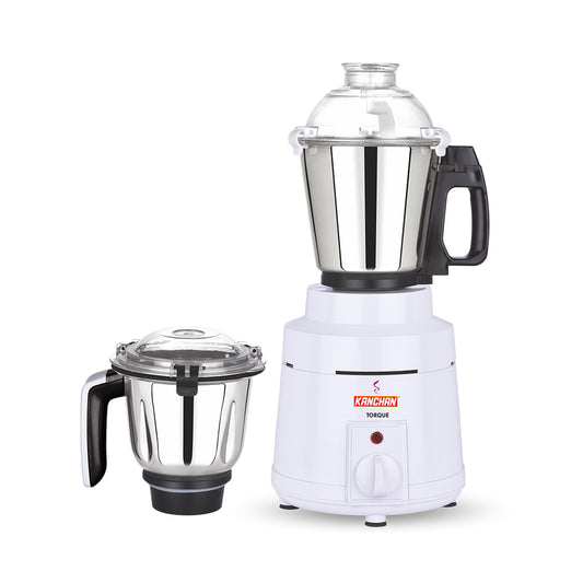 Torque 1250 Watt Mixer Grinder - Heavy Duty Copper Motor - 2 Stainless Steel Jars ( 5 Year Warranty on Motor)