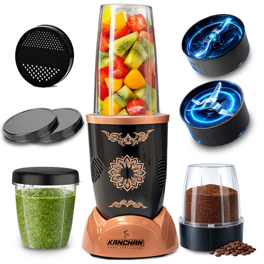 Nutri Blender Mixer Grinder for Smoothie & Juices , 450 Watt Copper Motor, 3 Unbreakable Jars 500ml & 300ml - (3 Jar, 2 Blade - Copper) - 1 Year Warranty