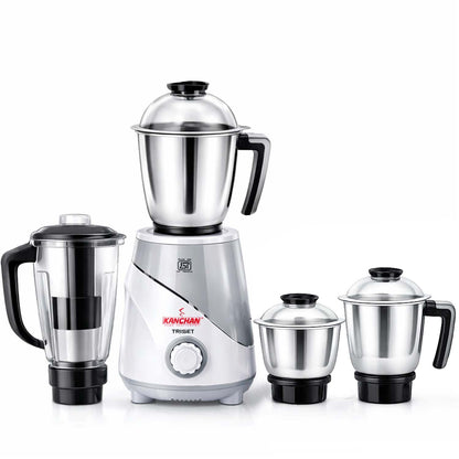 Triset Plus 750 Watt Juicer Mixer Grinder - 4 Jars ( Stainless Steel 3 Jars + 1 Juicer Jar ) - Fine & Smooth Grind and Blend