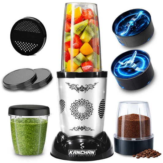 Nutri Blender Mixer Grinder for Smoothie & Juices , 450 Watt Copper Motor, 2 Unbreakable Jars 500ml & 300ml - (2 Jar, 2 Blade - Silver) - 1 Year Warranty