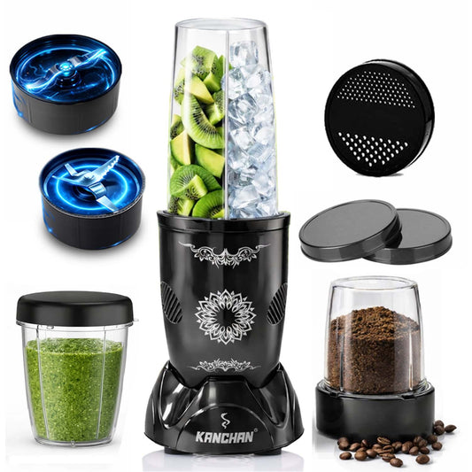 Nutri Blender Mixer Grinder for Smoothie & Juices , 450 Watt Copper Motor, 3 Unbreakable Jars 500ml & 300ml - (3 Jar, 2 Blade - Black) - 1 Year Warranty