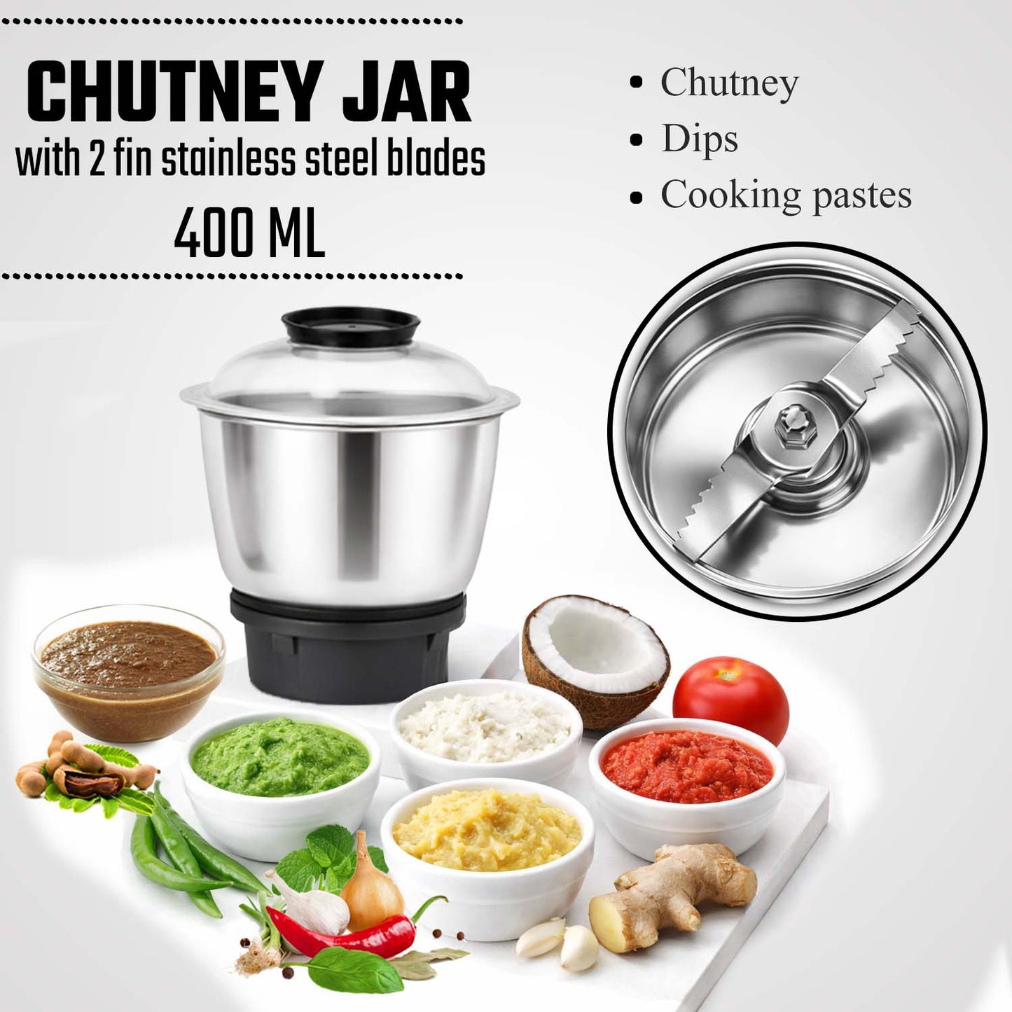 Triset 750 Watt Mixer Grinder - 3 Stainless Steel Jars, Smooth Fine Grinding and Blending - Overload Protection, 2 Yr warranty