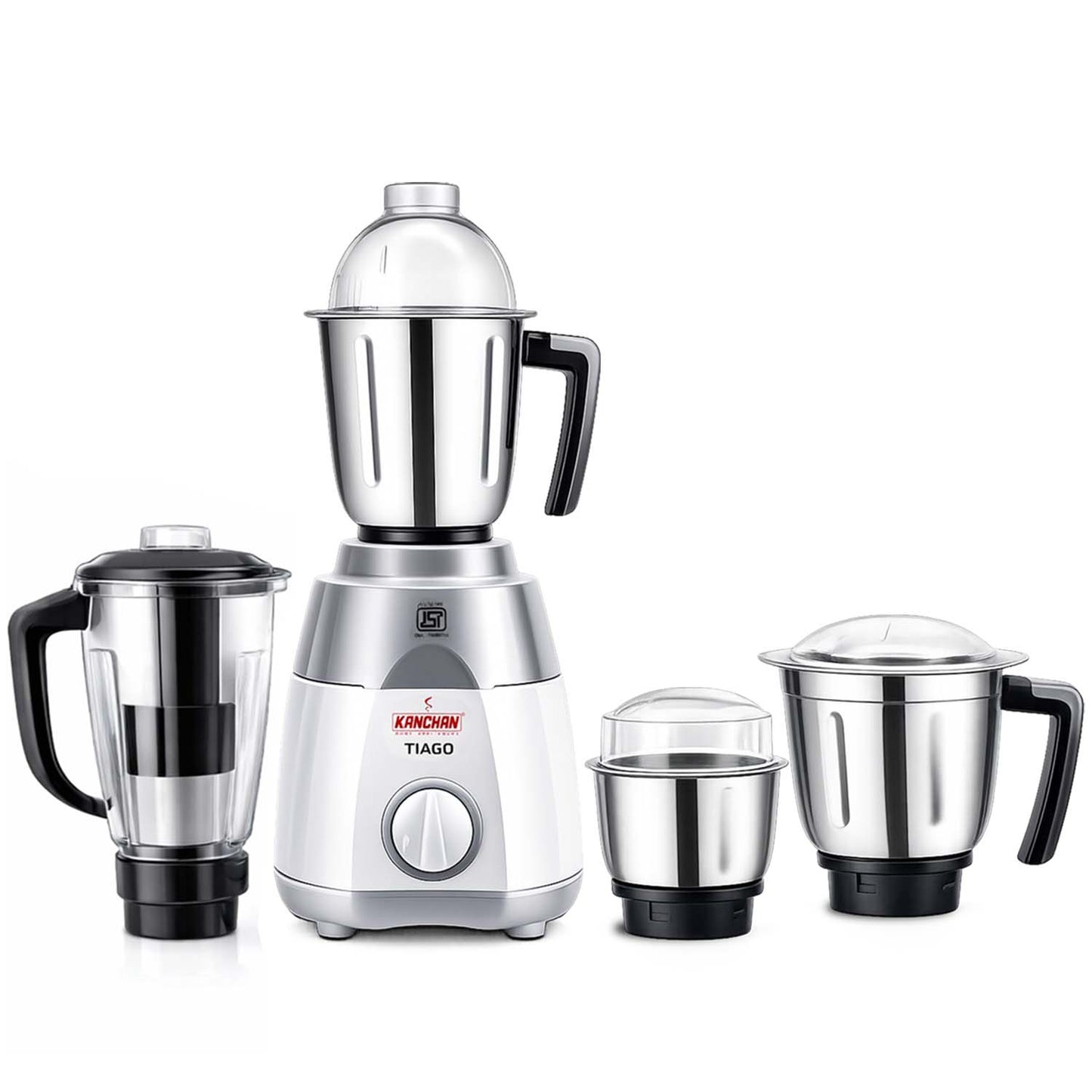 Tiago Plus 750 Watt Mixer Grinder Juicer - 4 Jars ( Stainless Steel 3 Jars + 1 Juicer Jar ) - Fine & Smooth Grind and Blend