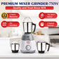 Tiago 750 Watt Mixer Grinder with 3 Stainless Steel Jars - Large Jars ( 1.5L Wet, 1L Multi-Purpose, 0.4L Chutney )