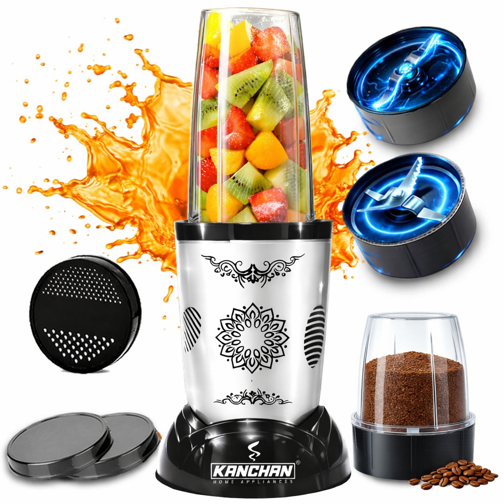 Nutri Blender Mixer Grinder for Smoothie & Juices , 450 Watt Copper Motor, 2 Unbreakable Jars 500ml & 300ml - (2 Jar, 2 Blade - Silver) - 1 Year Warranty