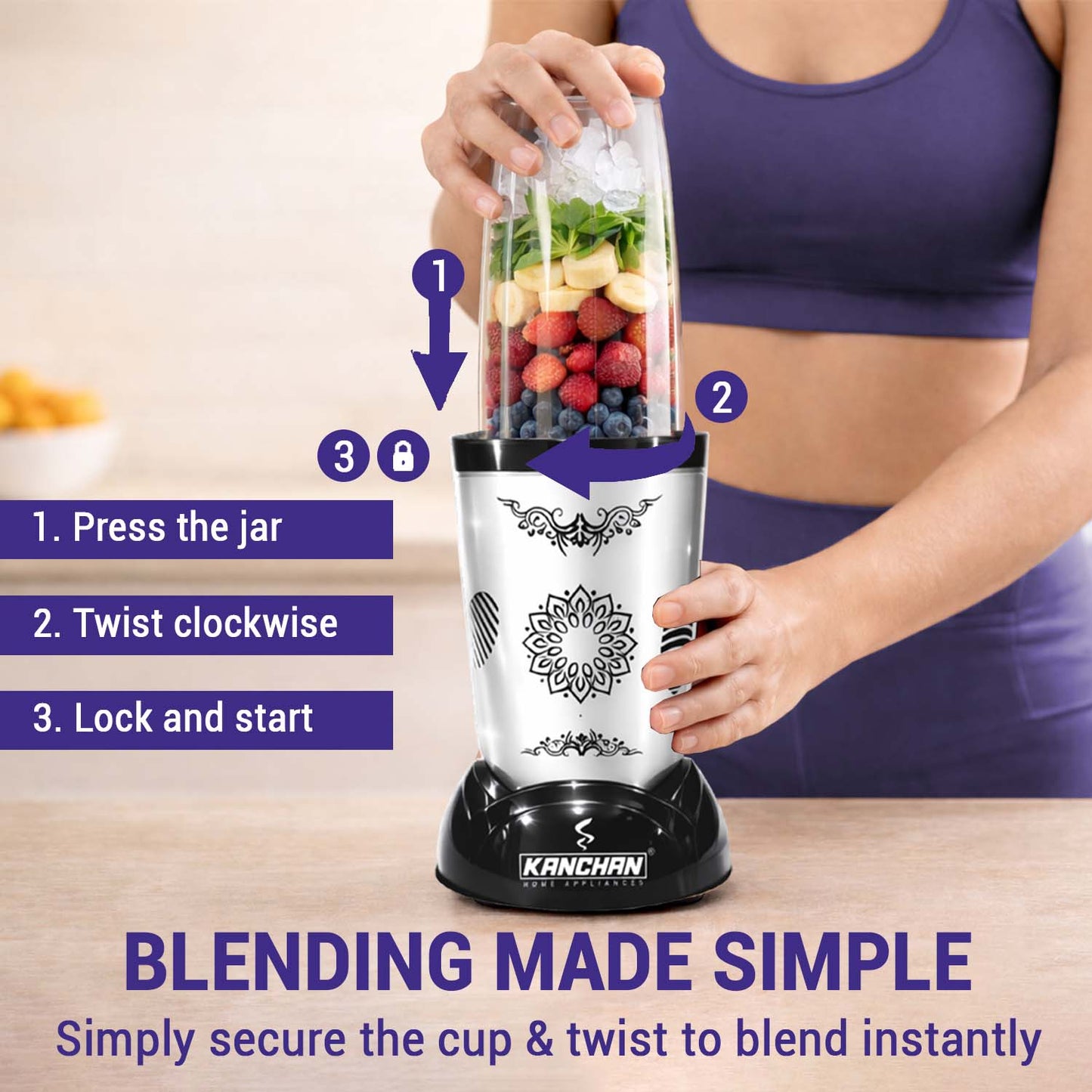 Nutri Blender Mixer Grinder for Smoothie & Juices , 450 Watt Copper Motor, 2 Unbreakable Jars 500ml & 300ml - (2 Jar, 2 Blade - Silver) - 1 Year Warranty