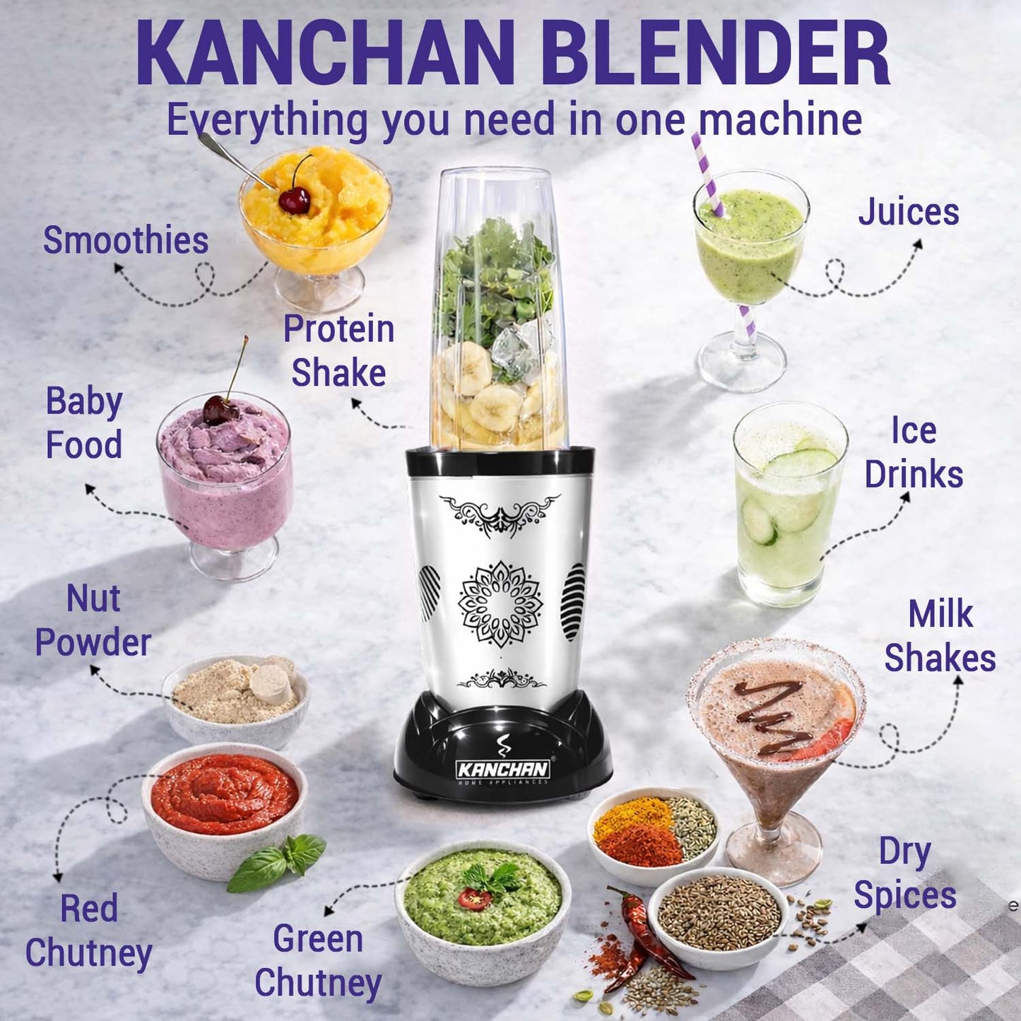 Nutri Blender Mixer Grinder for Smoothie & Juices , 450 Watt Copper Motor, 2 Unbreakable Jars 500ml & 300ml - (2 Jar, 2 Blade - Silver) - 1 Year Warranty