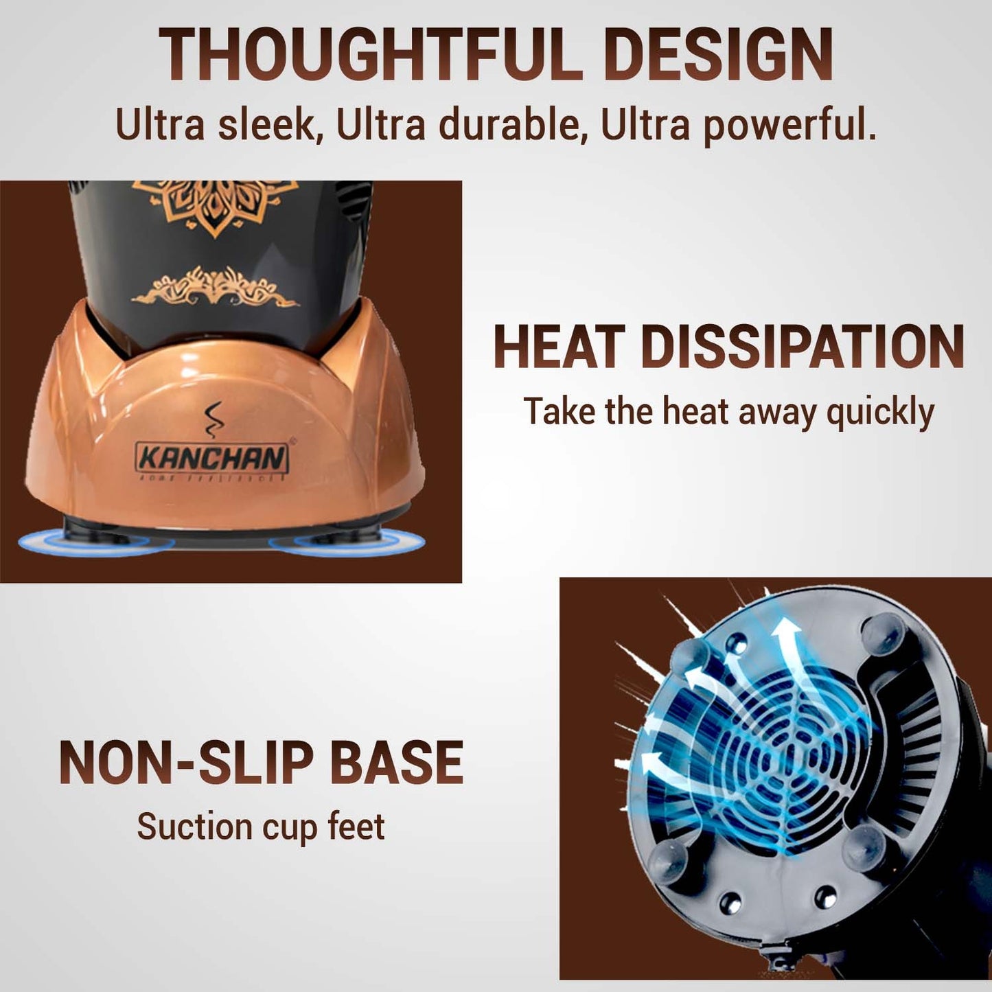 Nutri Blender Mixer Grinder for Smoothie & Juices , 450 Watt Copper Motor, 3 Unbreakable Jars 500ml & 300ml - (3 Jar, 2 Blade - Copper) - 1 Year Warranty